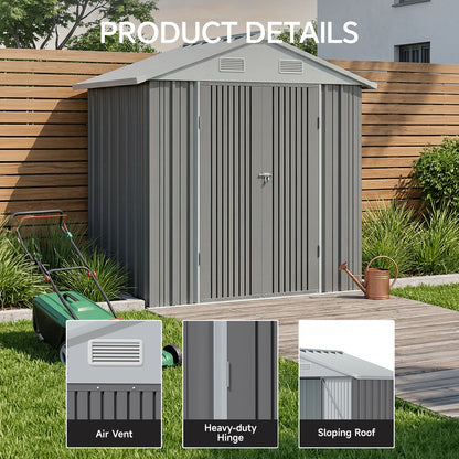 6x8FT Metal Garden Storage Shed with Lockable Door
