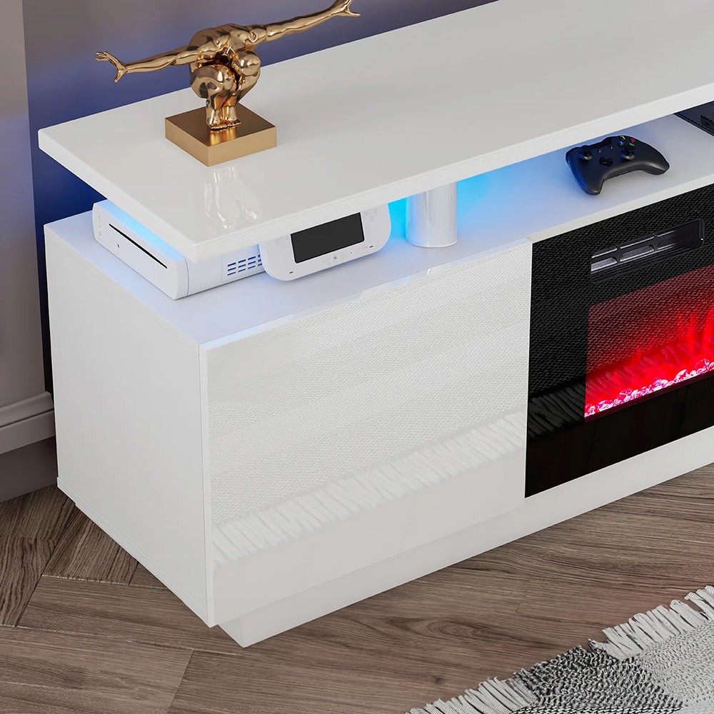 Recessed Electric Fireplace TV Stand with Remote Control
