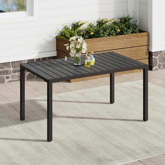 90CM Depth Grey Outdoor Dining Table with Parasol Hole