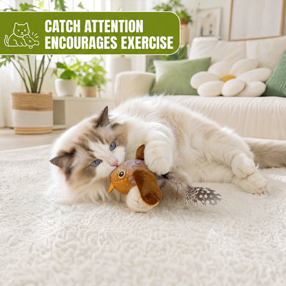Interactive Chirping & Flapping Bird Cat Toy with Catnip
