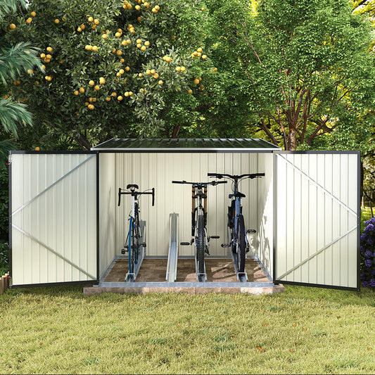 195CM Wide Steel Garden Shed For 4 Bicycles