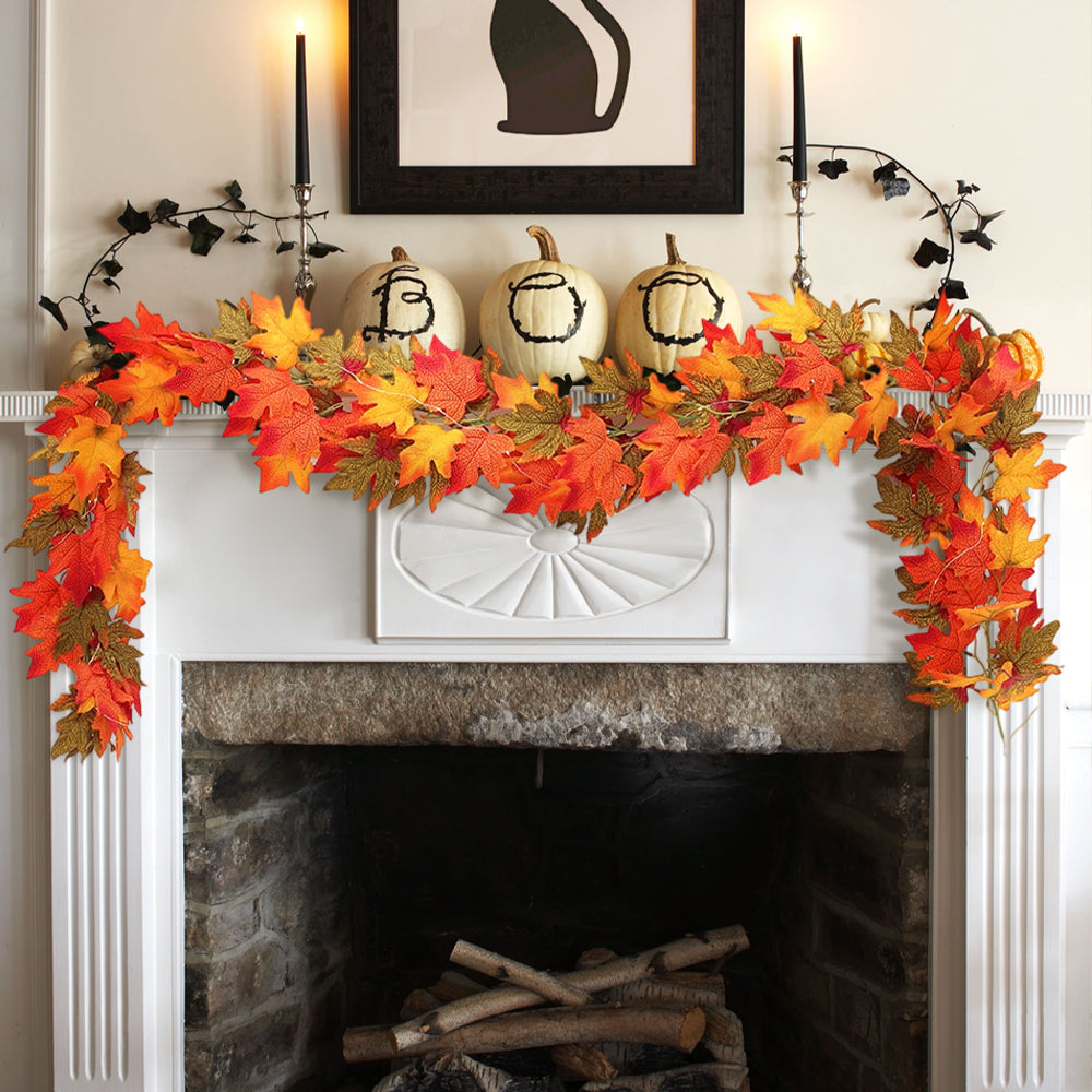 2m Maple Leaf Garland with Lights