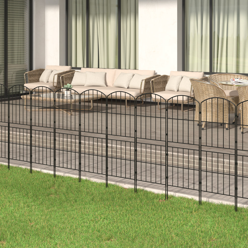 10 Panels 31x96cm Metal Garden Edging Fence Yard Borders Decor