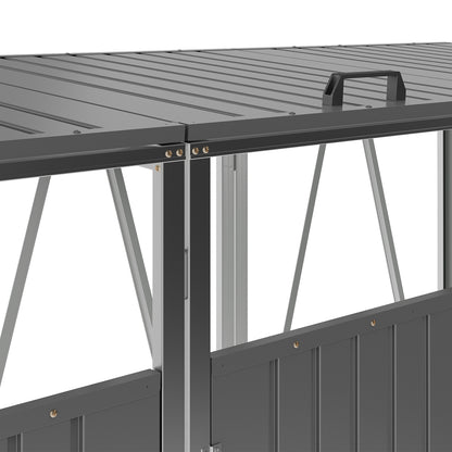 Grey Metal Outdoor Garbage Bin Shed For 3 Trash Bin
