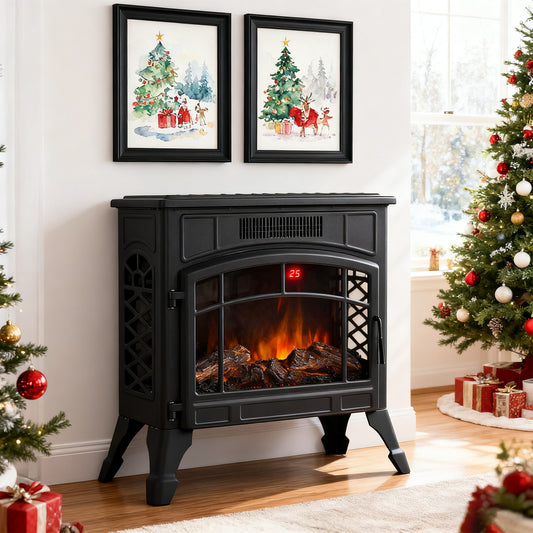 Freestanding Electric Fireplace Heater with Remote Control