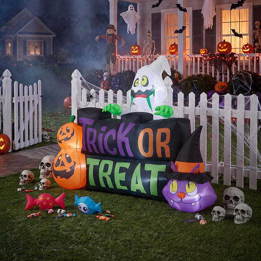 5.3FT Halloween Inflatable Pumpkin Ghost Cat Decoration with Built-in Lights