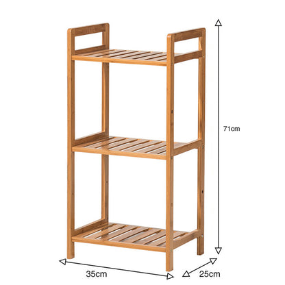 Tiered Bamboo Wood Book Storage Shelf