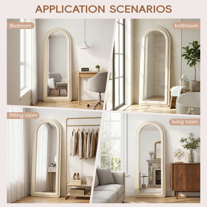 Double Arched Full-Length Mirror with Safety Film & Velvet-Wrapped MDF Frame