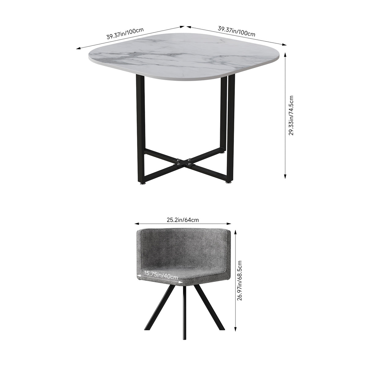 Dining Table Set with 4 Chairs
