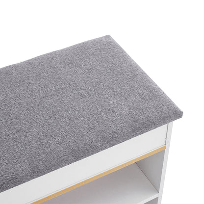 3-Tier Shoe Storage Bench with Padded Seat