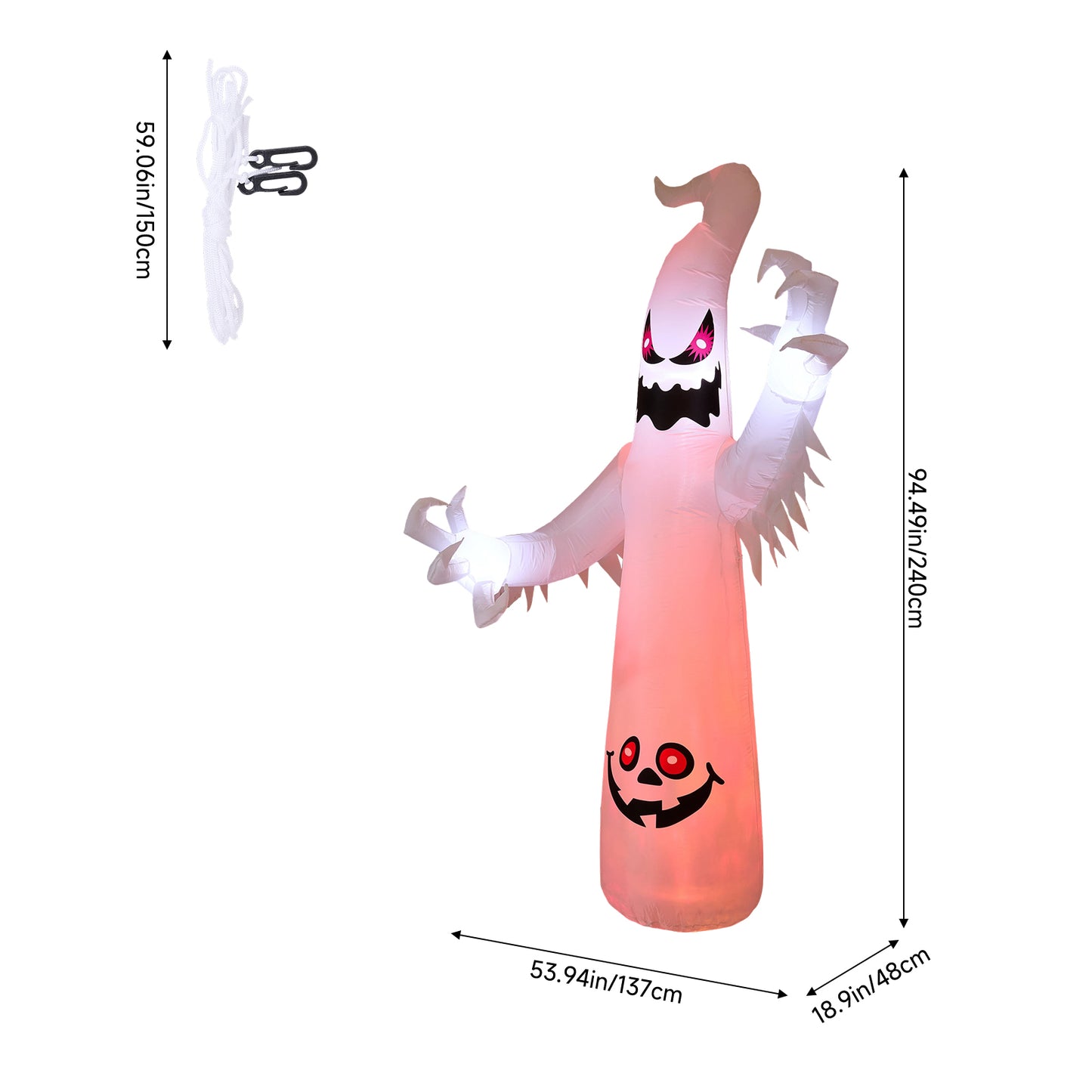 7 FT Halloween Inflatable Ghost with LED Lights