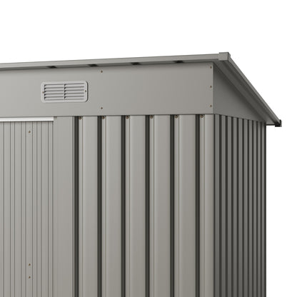 8 x 4 ft Metal Garden Storage Shed with Pent Roof & Lockable Double Doors