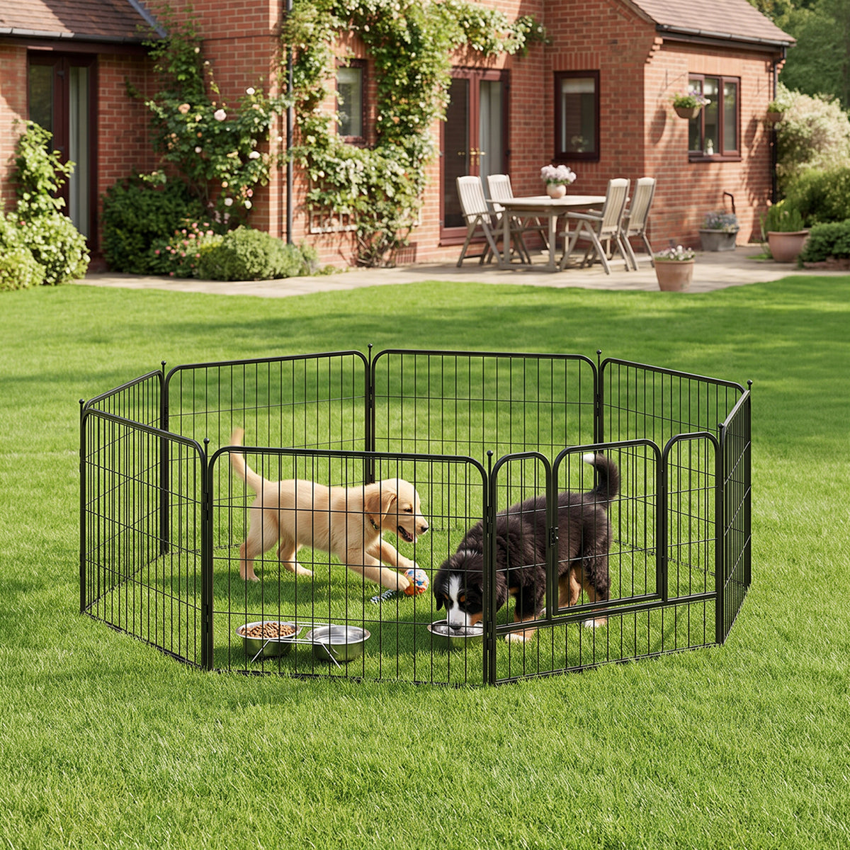8-Panel Metal Pet Playpen with Gate