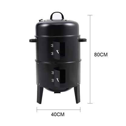 3 in 1 Garden 3-Tier Charcoal Grill with Smoker