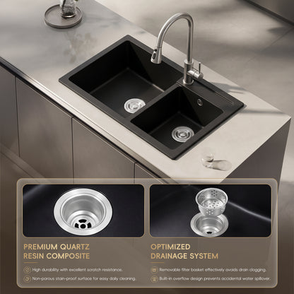 Modern Quartz Resin Composite Kitchen Sink with Waste Kit