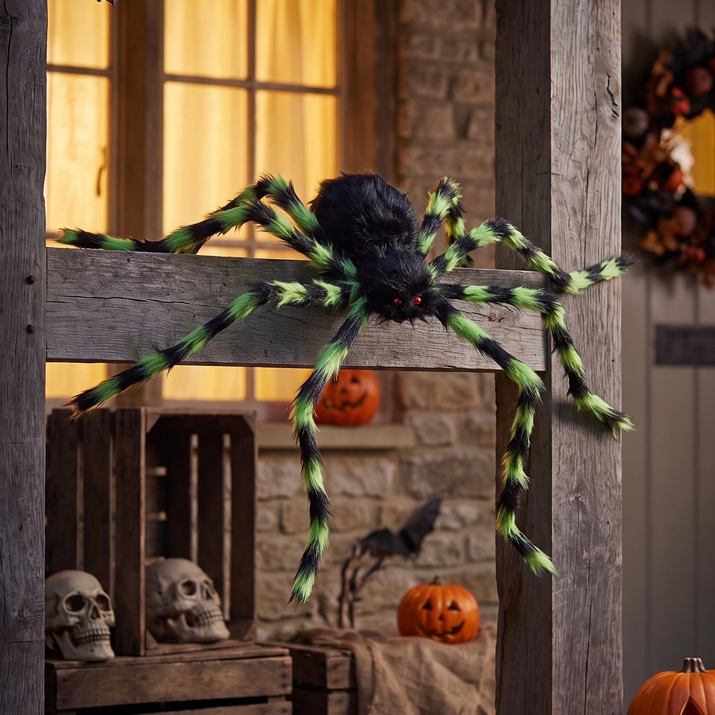 Giant Halloween Spider Decoration with 7m Web