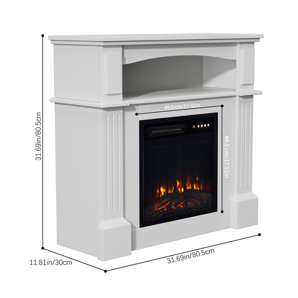 Remote Control Electric Fireplace with Wooden Mantel