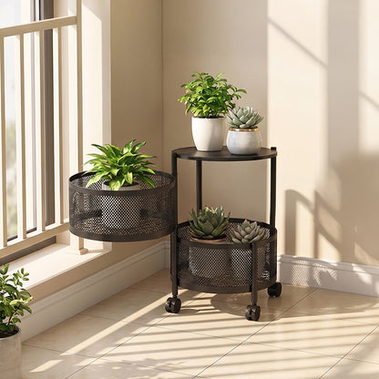 2–5 Tier Kitchen Storage Organiser with Rotating Baskets and Castors
