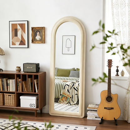 Double Arched Full-Length Mirror with Safety Film & Velvet-Wrapped MDF Frame