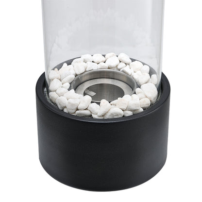 Round Freestanding Tabletop Ventless Ethanol Fireplace with Glass Screen
