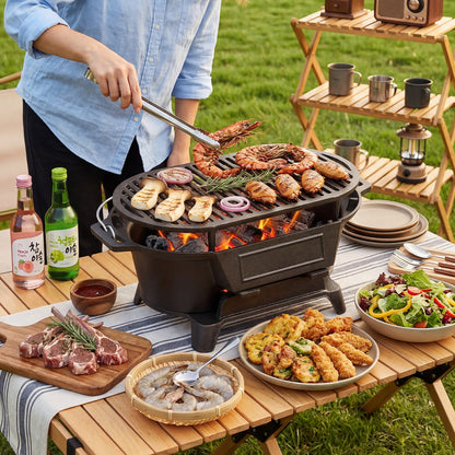 Cast Iron Charcoal Grill with Handle