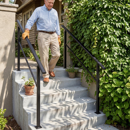 Outdoor Carbon Steel Step Handrail Railing Kit