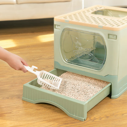 Foldable Cat Litter Box Top Entry Anti-Splashing Cat Toilet