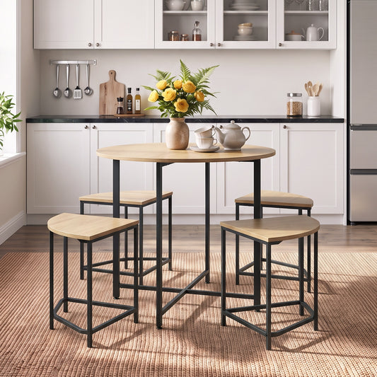 Space-Saving Dining Table and Stool Set