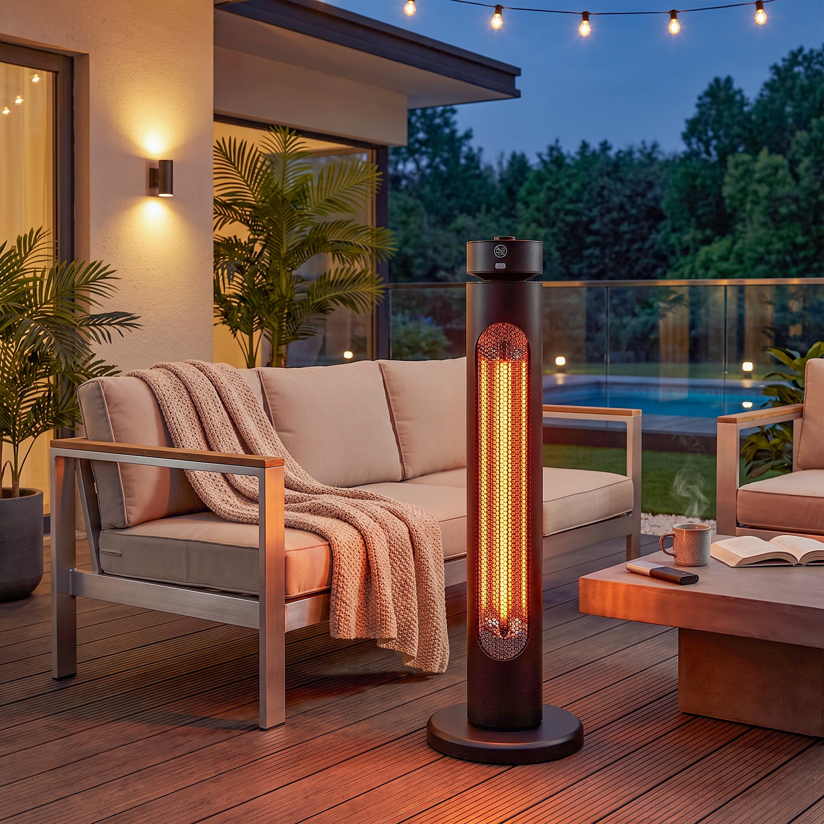 2000W Freestanding Infrared Patio Heater with Remote Control IP45 Rated