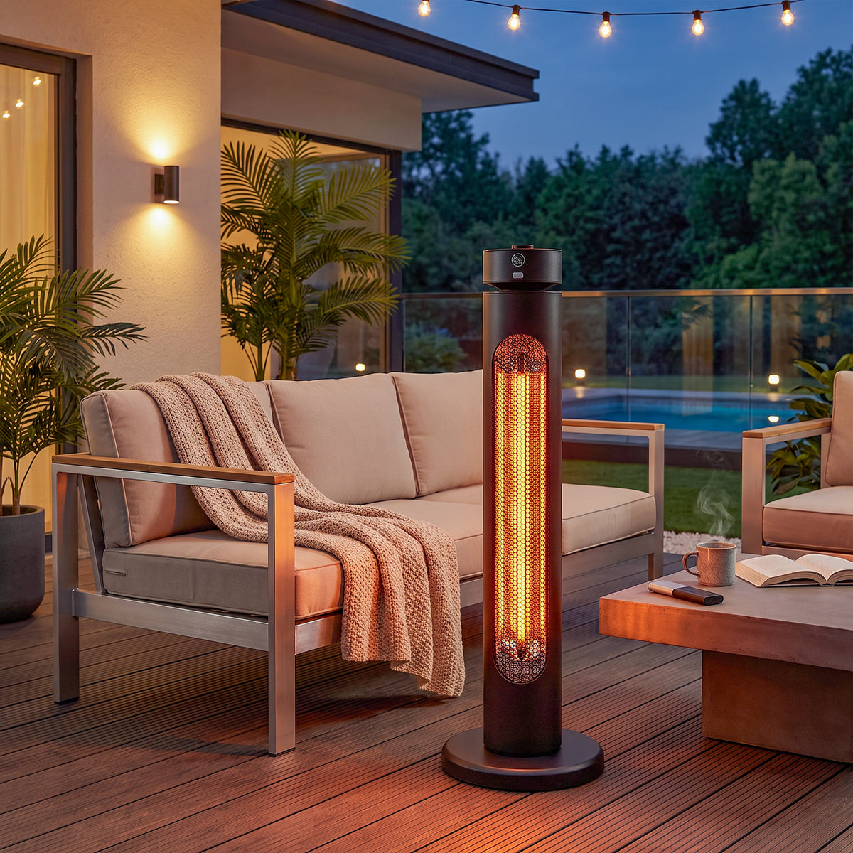 2000W Freestanding Infrared Patio Heater with Remote Control IP45 Rated