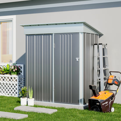 5 x 3 ft Metal Garden Storage Shed with Pent Roof & Lockable Door