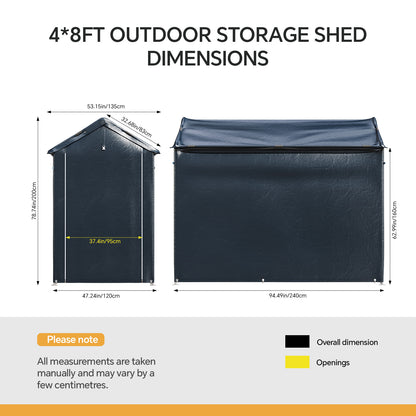 Garden Storage Shelter with Waterproof PE Cover & Metal Frame