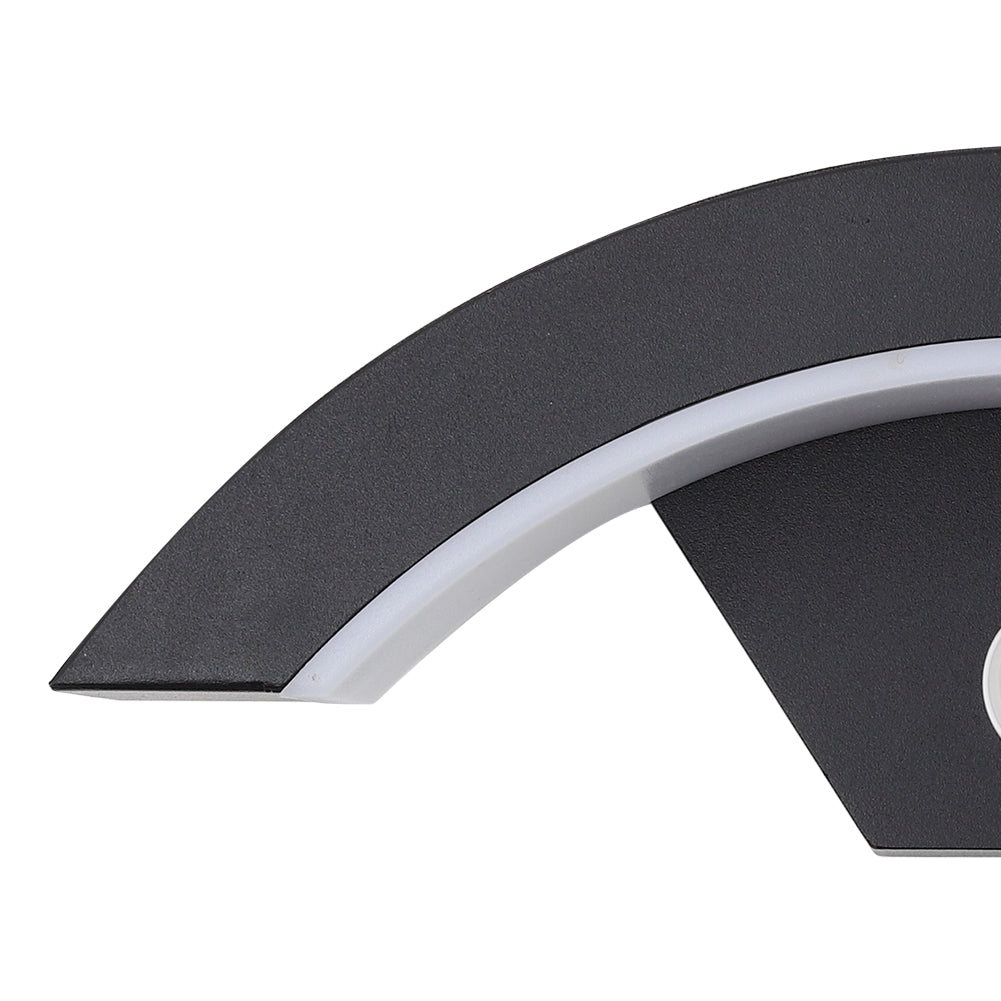 Modern Black LED Curved Induction Wall Light for Outdoor