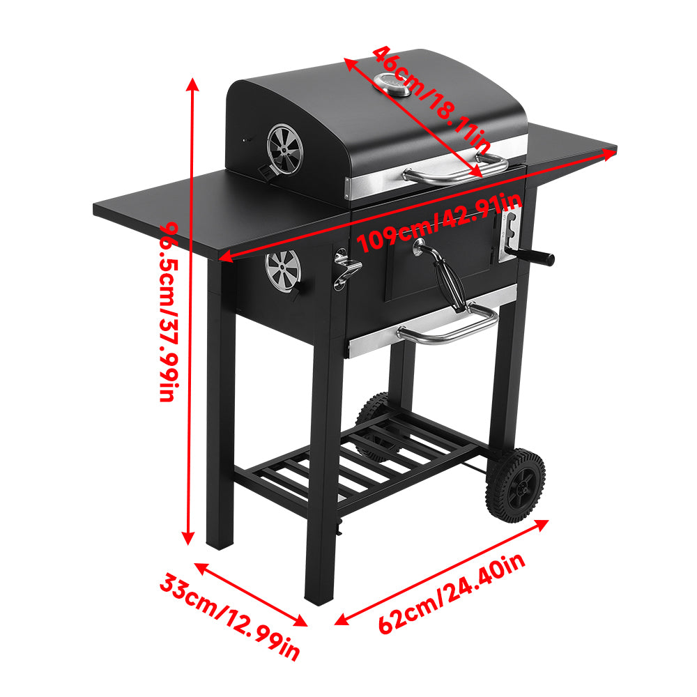 Outdoor Charcoal Grill with Side Tables