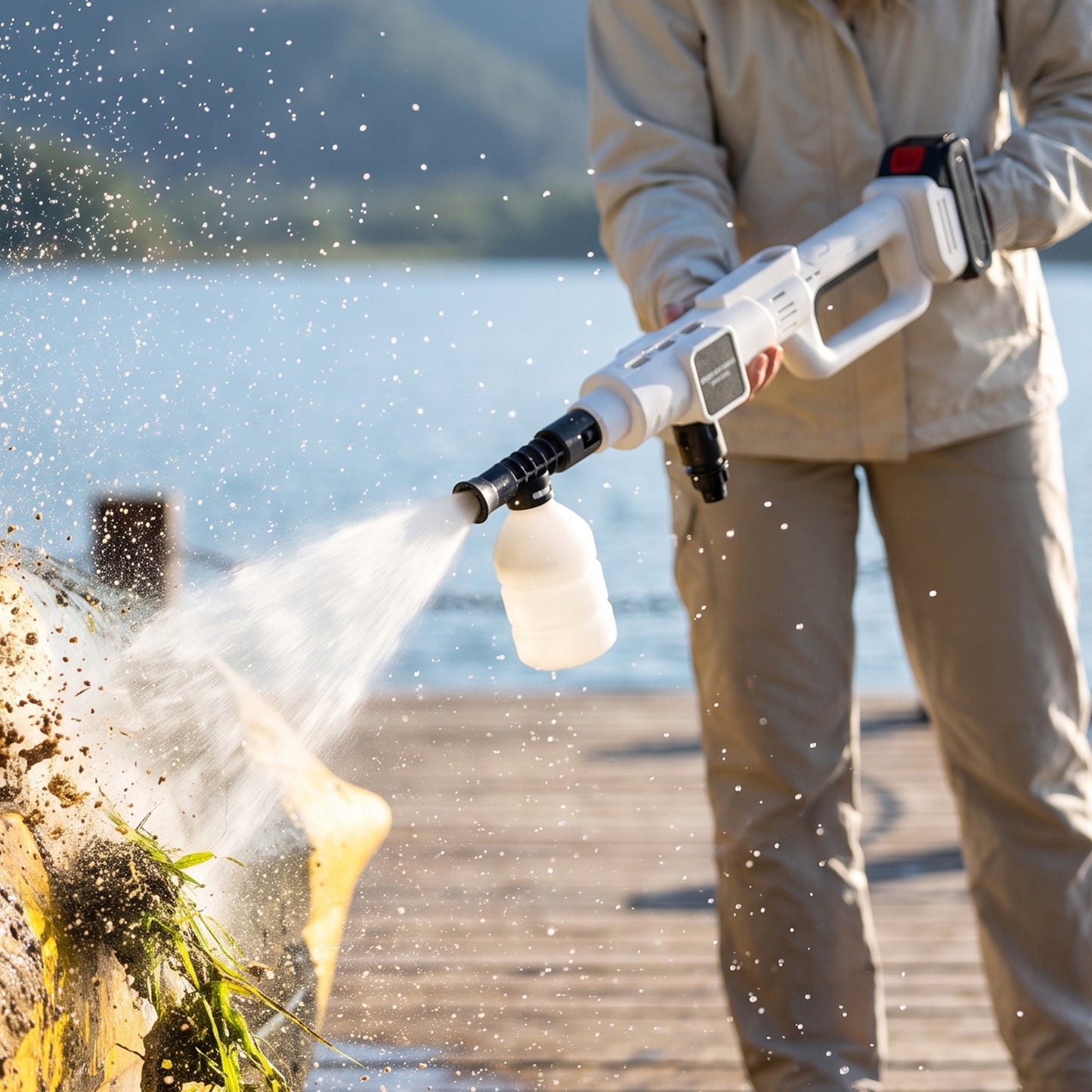 21V Cordless Handheld Pressure Washer Cleaner with 2 Batteries