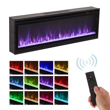40/50/60-inch Wall Mounted Electric Fireplace with Remote Control