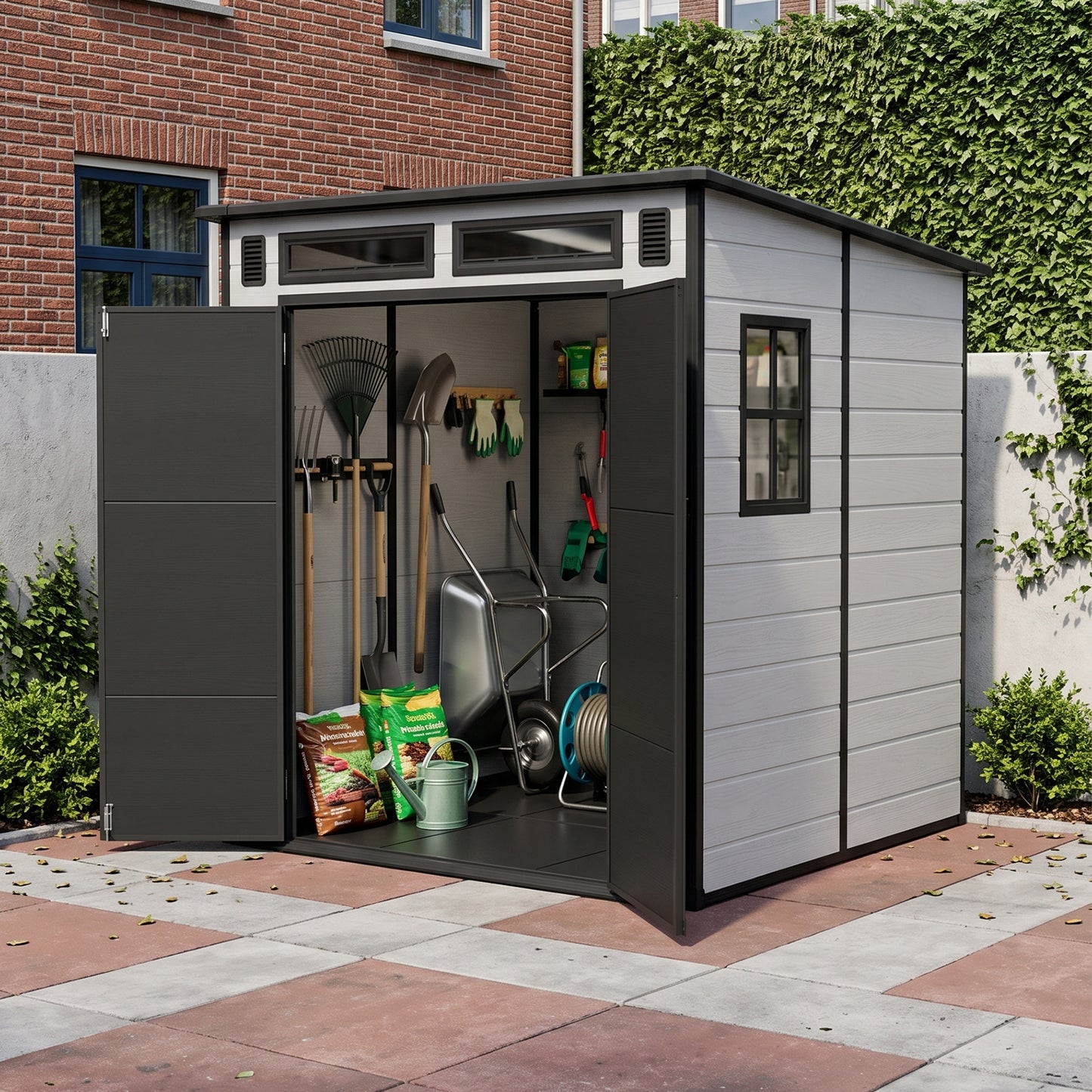 6 x 6FT Outdoor Garden Pent Roof Tool Storage Shed