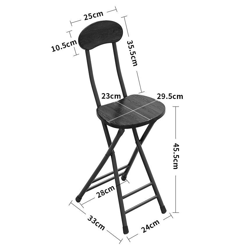Compact Wooden Folding Chair with Metal Legs Set of 4