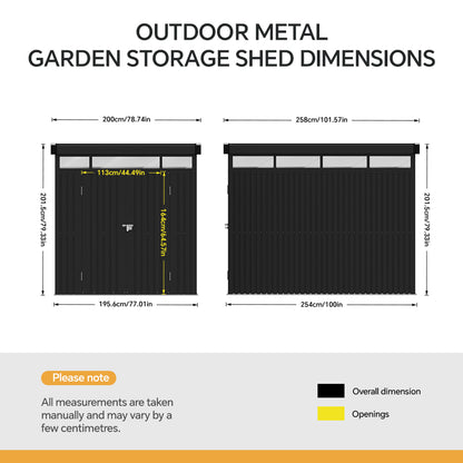 2 X 2.6 X 2M Metal Garden Tool Shed
