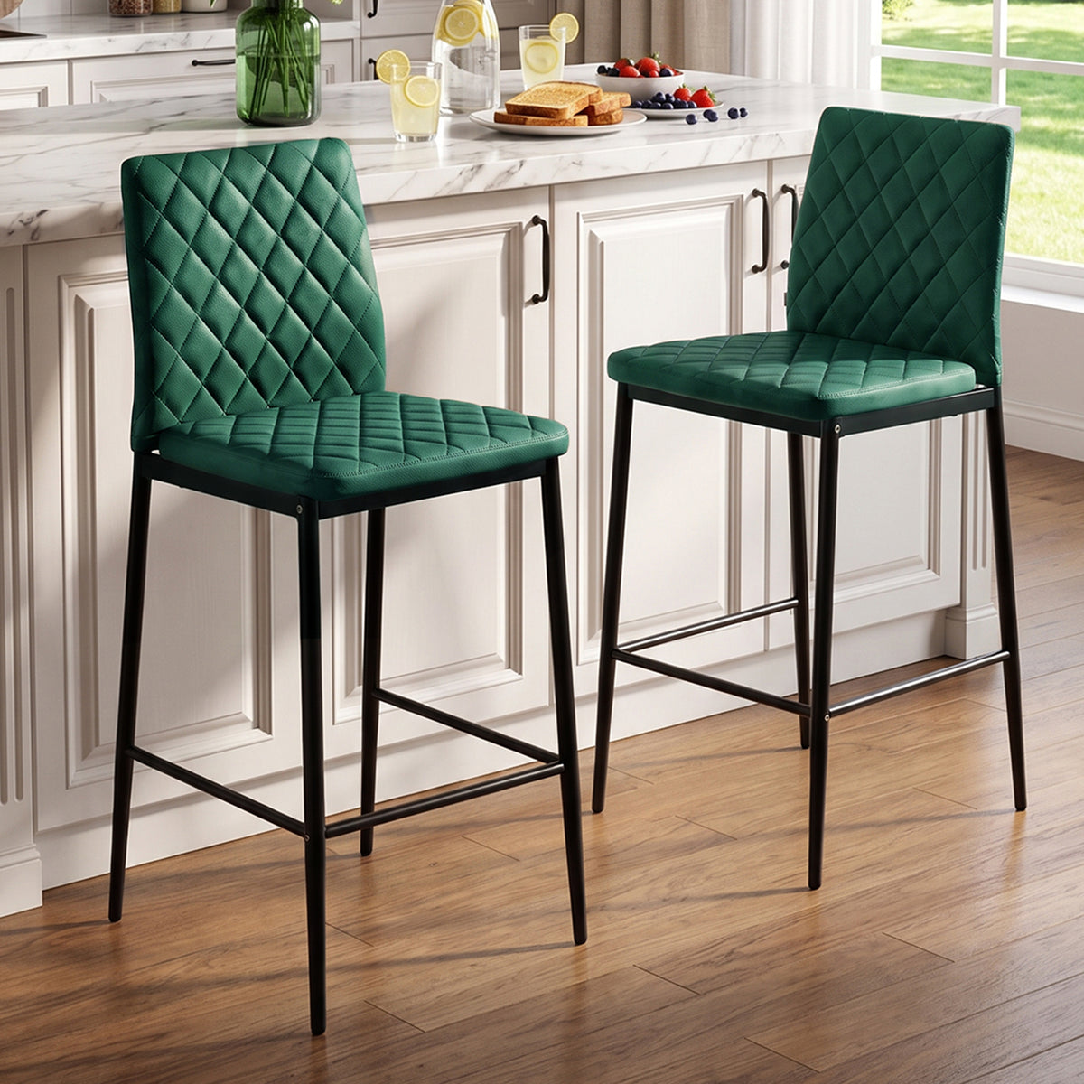 2PCS Upholstered Bar Stools