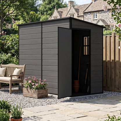 4 x 8 ft Plastic Garden Storage Shed with Pent Roof & Single Door