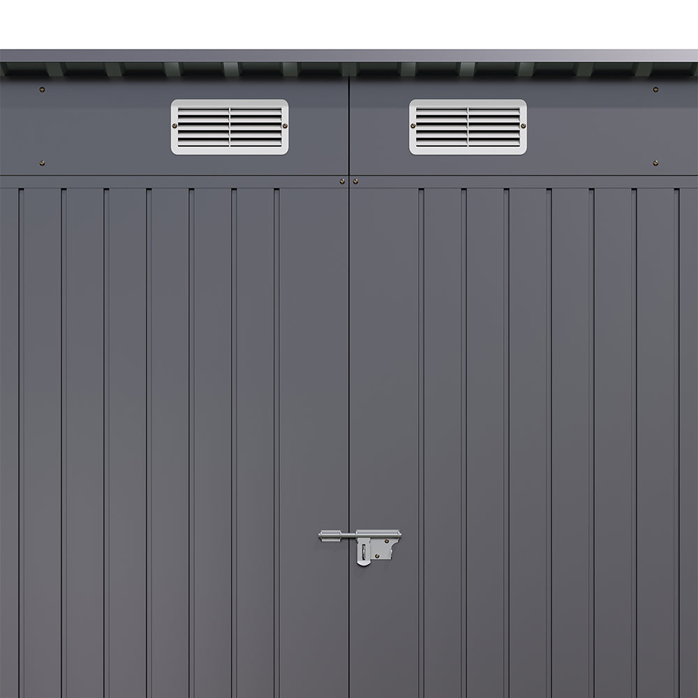 8 x 4 ft Galvanised Steel Garden Storage Shed with Lockable Double Doors