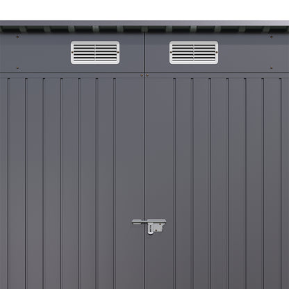 8 x 4 ft Galvanised Steel Garden Storage Shed with Lockable Double Doors