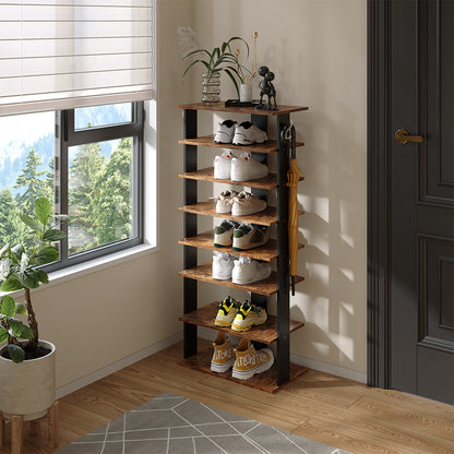 Natural Wood 8-Tier Shoe Rack for Entryway