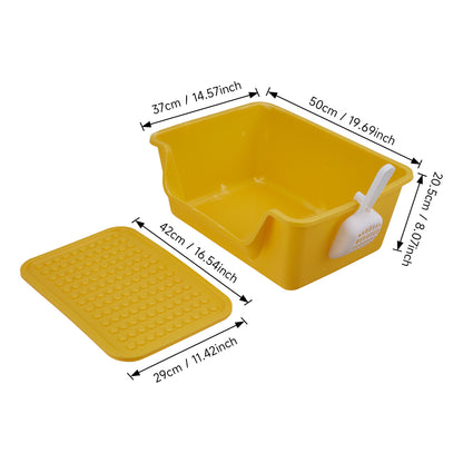 Open Top Cat Litter Box with Cat Litter Mat