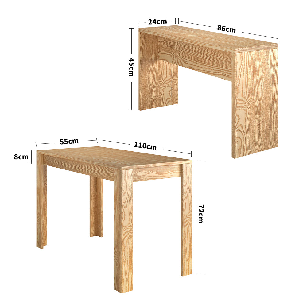 Modern Dining Room Table and Benches Set 3 Piece