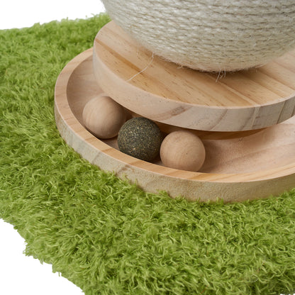 Red Mushroom Cat Scratching Post with Turntable Toy
