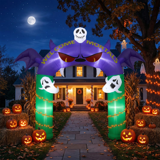 8.2FT Halloween Inflatable Devil Archway Decoration with Built-in Lights