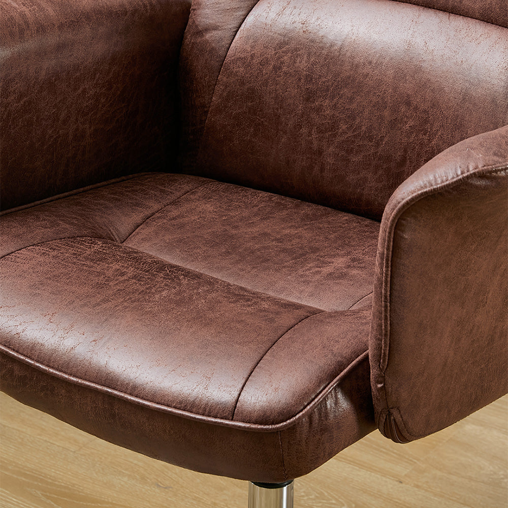 Retro-style PU Leather Office Chair with Armrests and Casters