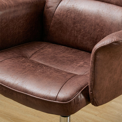 Retro-style PU Leather Office Chair with Armrests and Casters